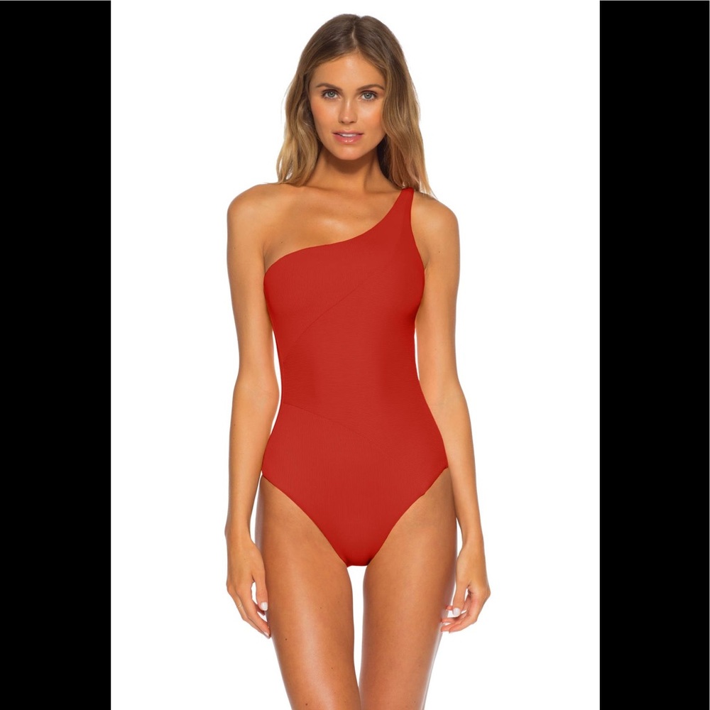BECCA Adeline Rib One Shoulder One Piece Swimsuit
